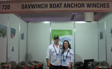 Nick and Eleni Savva standing in the 2011 Sydney Boat Show